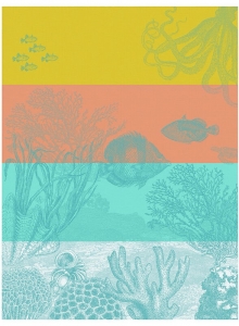 Le Jacquard Francais Sous L'Ocean Tea Towel Orange - Set 4