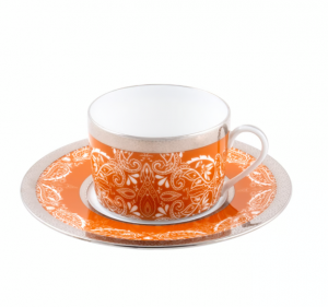 Haviland Romane Teacup And Saucer / Orange