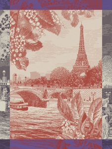 Le Jacquard Francais Paris Sur Seine Red Tea Towel - Set 4