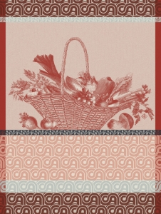 Le Jacquard Francais Potager D'Hiver Red Tea Towel - Set 4