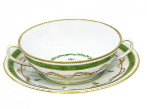 Haviland Vieux Paris Vert Soup Cup And Saucer