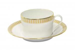 Haviland Plumes Or Tea Cup & Saucer