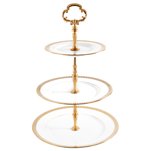 Haviland Plumes Gold 3 Tier Cake Plate
