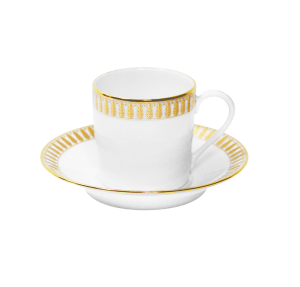 Haviland Plumes Gold Coffee Cup And Saucer