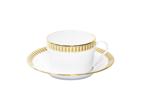 Haviland Plumes Gold Teacup And Saucer