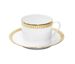 Haviland Plumes Gold Cappuccino Cup And Saucer