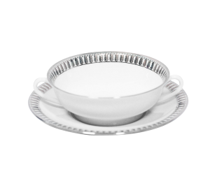Haviland Plumes Platinum Soup Cup And Saucer
