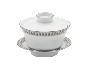 Haviland Plumes Platinum Chinese Teacup And Saucer