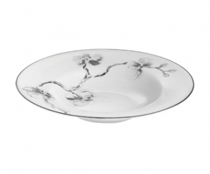 Black Orchid Rimmed Bowl