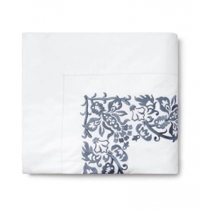 Sferra Saxon Indigo King Flat Sheet - 114 X 114