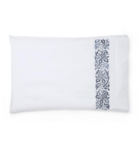 Sferra Saxon Indigo King Pillow Case / Pair - 22 X 42