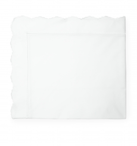 Sferra Pettine White / White Full/Queen Flat Sheet 96X114