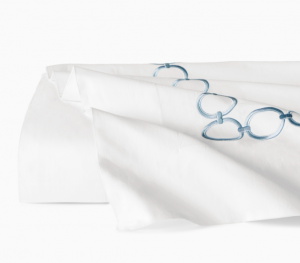 SFERRA Catena White/Sea Full/Queen Flat Sheet 96X114