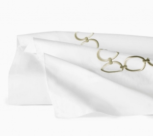 SFERRA Catena White/Willow Full/Queen Flat Sheet