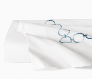 SFERRA Catena White/Sea King Flat Sheet 114X114