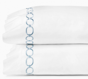 SFERRA Catena White/Sea King Pillow Case / Pair 22X42