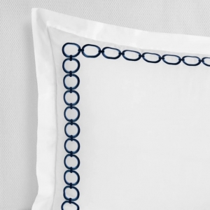 SFERRA Catena White/Navy King Sham 21X36