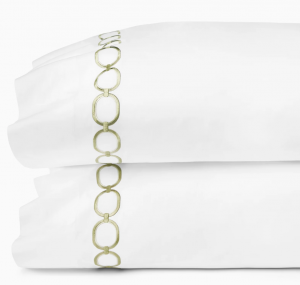 SFERRA Catena White/Willow Standard Pillow Case - Pair