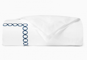 SFERRA Catena White/Navy Twin Duvet Cover 68X86