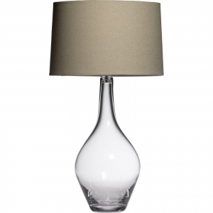 Simon Pearce Warren Lamp w/ Natural Linen Barrel Shade Simon Pearce Warren Lamp w/ Natural Linen Barrel Shade