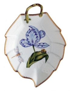 Anna Weatherley Old Master Tulips Leaf Dish - Purple/Yellow/Blue