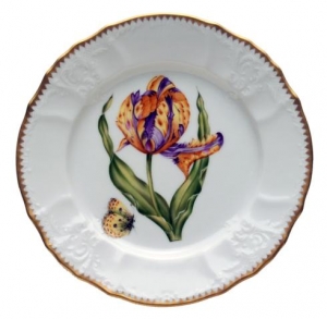Anna Weatherley Old Master Tulips Salad Plate - Purple/Orange