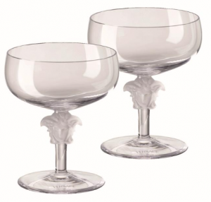 Versace Medusa Lumiere 2 Clear Saucer Champagne Short Stem - Set  2