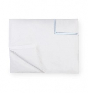 Sferra Grande Hotel White / Blue Full  / Queen Duvet Cover - 88 X 92