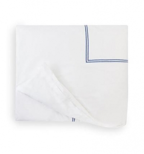 Sferra Grande Hotel White / Cornflower Blue Full  / Queen Duvet Cover - 88 X 92