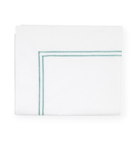 Sferra Grande Hotel White /Aqua Full /Queen Flat Sheet - 96 X 114