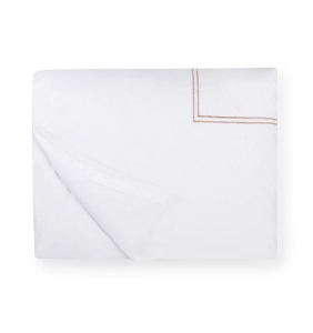 Sferra Grande Hotel White / Taupe King Duvet Cover -106X92