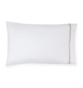 Sferra Grande Hotel White / Taupe King Pillowcase / Pair - 22 X 42