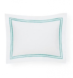 Sferra Grande Hotel White /Aqua King Sham - 21 X 36
