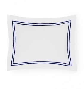 Sferra Grande Hotel White / Navy King Sham - 21 X 36