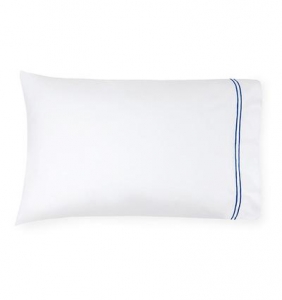 Sferra Grande Hotel White / Cornflower Blue Standard Pillow Case - Pair / 22 X 33