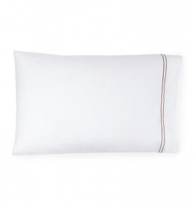 Sferra Grande Hotel White / Grey Standard Pillow Case - Pair / 22 X 33
