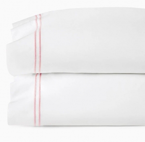 Sferra Grande Hotel White/Pink Standard Pillow Case 22X33 - Pair