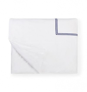 Sferra Grande Hotel White / Navy Twin Duvet Cover - 68X86