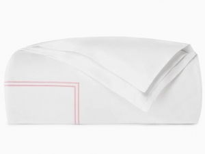 Sferra Grande Hotel White/Pink Twin Duvet Cover 68X86