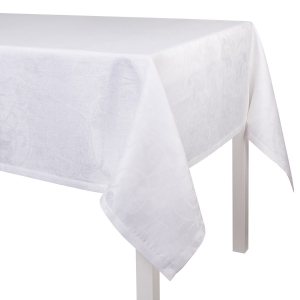 Le Jacquard Francais Tivoli White Tablecloth - 69" x 98"