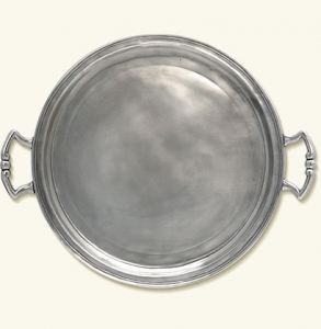 Match Pewter Round Tray w/Handles