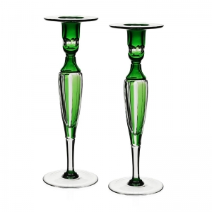 William Yeoward Emerald Pair of Candlesticks 12"