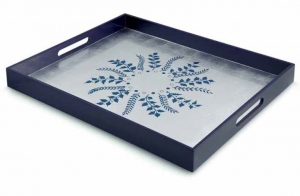 William Yeoward Fern Rectangular Tray - Blue/Silver Fern