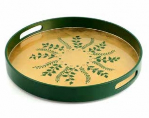 William Yeoward Fern Round Tray - Green / Gold