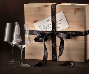 Josephinenhutte Josephine #4 Champagne Glass Set / 2 in Wooden Gift Box