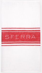SFERRA Parma Kitchen Towel - White / Red -  Set 2