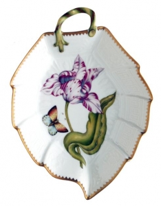 Anna Weatherley Old Master Tulips Leaf Dish - Pink / White