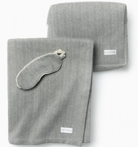 Sferra Celine Charcoal Travel Set w/ Eyemask + Throw