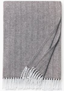 SFERRA Celine White/Mocha Throw 51X71 In