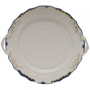 Herend Princess Victoria Blue Chop Plate W/Handles12"